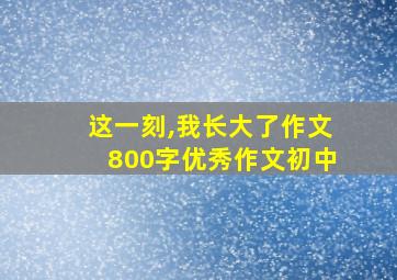 这一刻,我长大了作文800字优秀作文初中