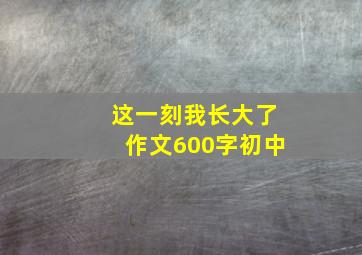 这一刻我长大了作文600字初中