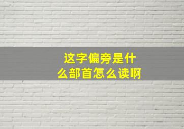 这字偏旁是什么部首怎么读啊