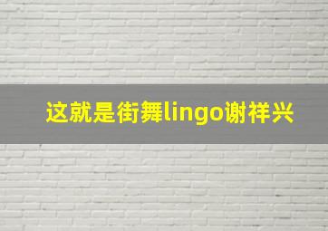 这就是街舞lingo谢祥兴