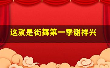 这就是街舞第一季谢祥兴