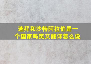 迪拜和沙特阿拉伯是一个国家吗英文翻译怎么说