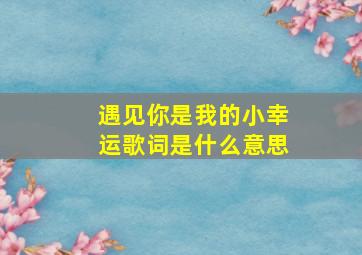 遇见你是我的小幸运歌词是什么意思