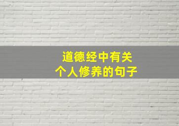 道德经中有关个人修养的句子