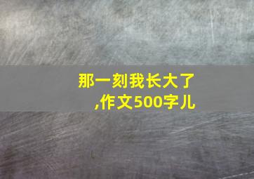 那一刻我长大了,作文500字儿