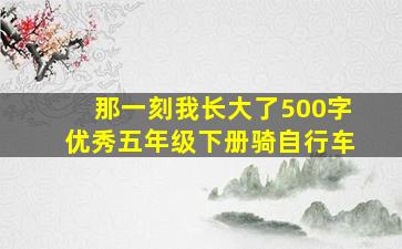 那一刻我长大了500字优秀五年级下册骑自行车