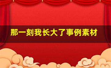 那一刻我长大了事例素材