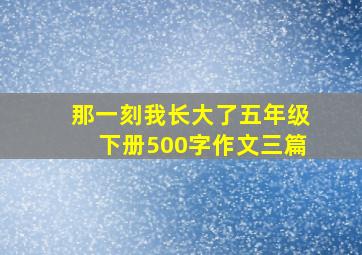 那一刻我长大了五年级下册500字作文三篇