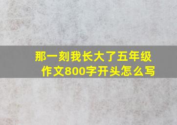 那一刻我长大了五年级作文800字开头怎么写