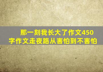 那一刻我长大了作文450字作文走夜路从害怕到不害怕