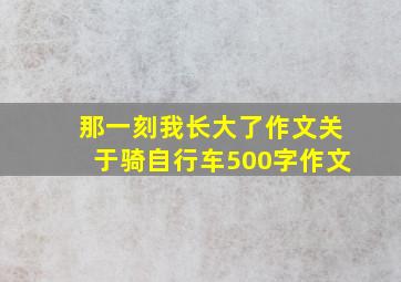 那一刻我长大了作文关于骑自行车500字作文