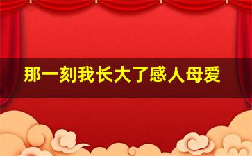 那一刻我长大了感人母爱