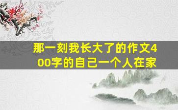 那一刻我长大了的作文400字的自己一个人在家