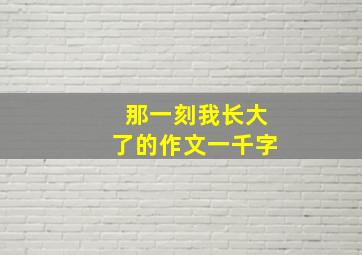 那一刻我长大了的作文一千字