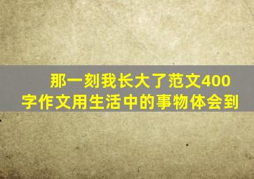 那一刻我长大了范文400字作文用生活中的事物体会到