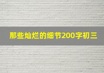 那些灿烂的细节200字初三