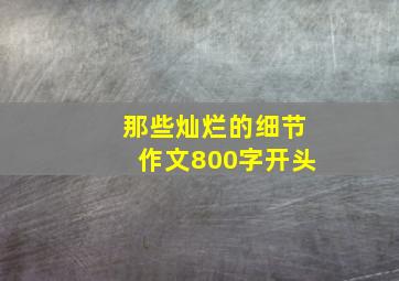 那些灿烂的细节作文800字开头