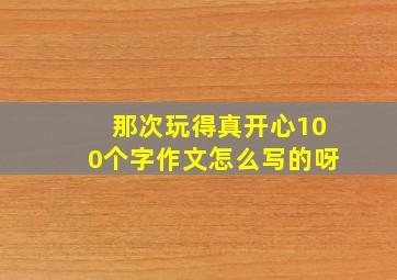 那次玩得真开心100个字作文怎么写的呀