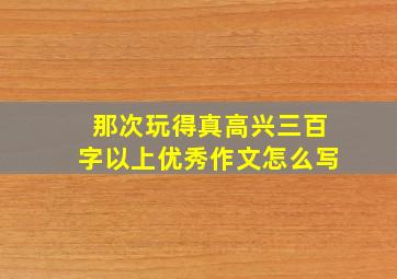 那次玩得真高兴三百字以上优秀作文怎么写