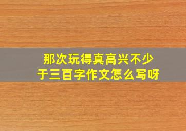 那次玩得真高兴不少于三百字作文怎么写呀