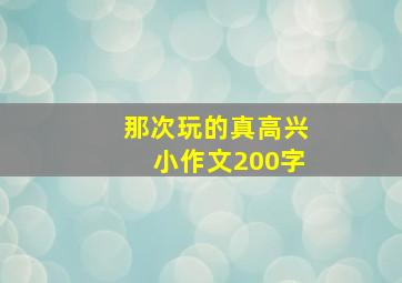 那次玩的真高兴小作文200字