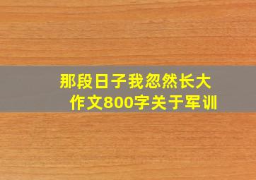 那段日子我忽然长大作文800字关于军训