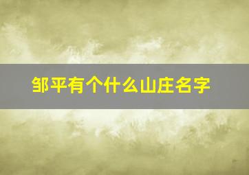 邹平有个什么山庄名字