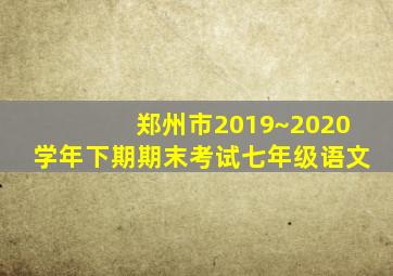 郑州市2019~2020学年下期期末考试七年级语文