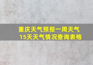 重庆天气预报一周天气15天天气情况查询表格