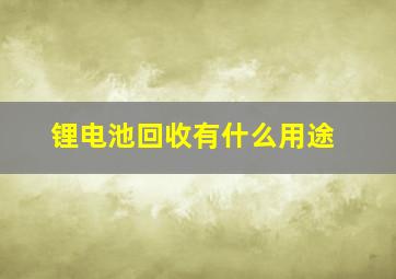 锂电池回收有什么用途