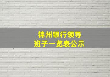 锦州银行领导班子一览表公示