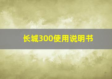 长城300使用说明书