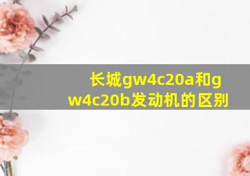 长城gw4c20a和gw4c20b发动机的区别