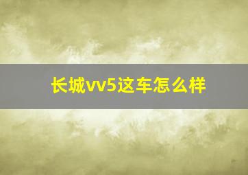 长城vv5这车怎么样