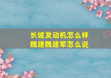 长城发动机怎么样魏建魏建军怎么说