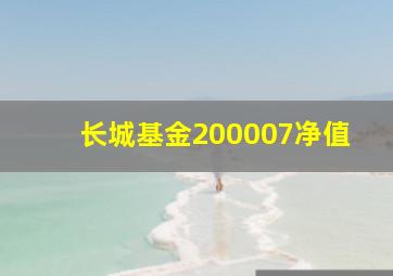 长城基金200007净值