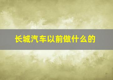 长城汽车以前做什么的