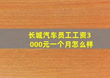 长城汽车员工工资3000元一个月怎么样