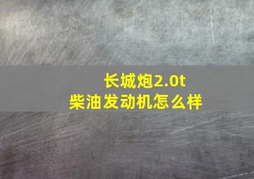 长城炮2.0t柴油发动机怎么样