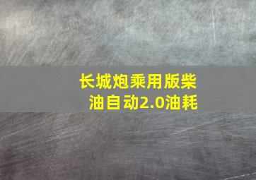 长城炮乘用版柴油自动2.0油耗