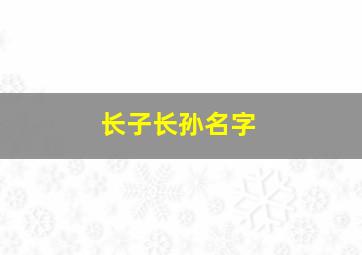 长子长孙名字