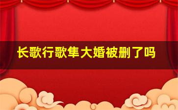 长歌行歌隼大婚被删了吗