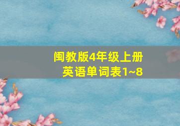 闽教版4年级上册英语单词表1~8