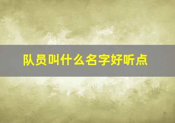 队员叫什么名字好听点