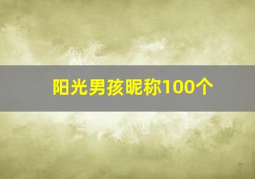 阳光男孩昵称100个