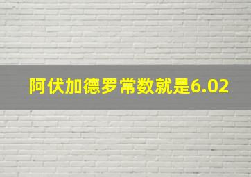 阿伏加德罗常数就是6.02