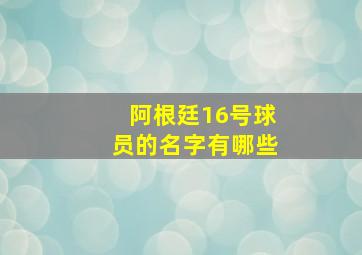 阿根廷16号球员的名字有哪些