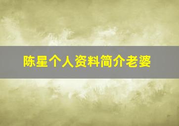 陈星个人资料简介老婆