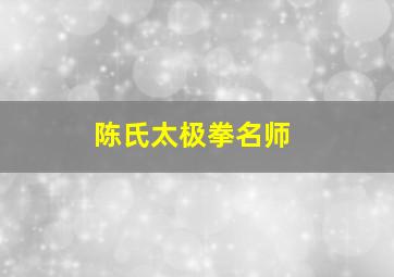 陈氏太极拳名师