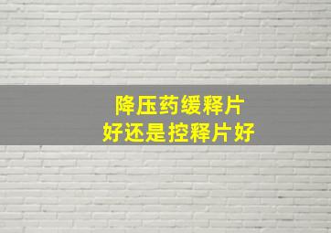 降压药缓释片好还是控释片好